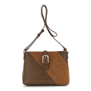 bolso de hombro de líneas limpias efecto piel de grano grande brown taglia unica