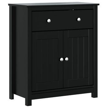Mueble De Baño | Armario De Baño Berg Madera Maciza De Pino Negro 69,5x34x80 Cm
