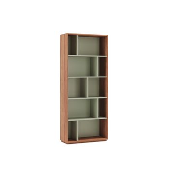 Estantería librería en melamina nogal y verde 191x80x32 cm