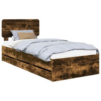 Estructura De Cama Con Cajón Roble Ahumado 90 X 200 Cm Vidaxl