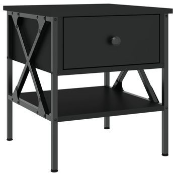 Mesita De Noche | Mesilla De Noche Madera De Ingeniería Negro 40x42x45 Cm