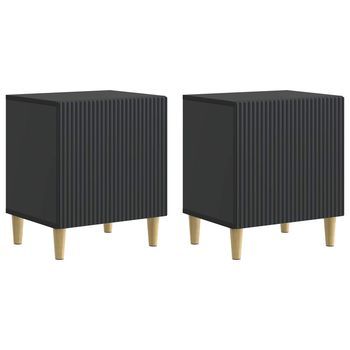 Armario De Noche 2 Uds. Negro 43 X 34,5 X 50 Cm Vidaxl