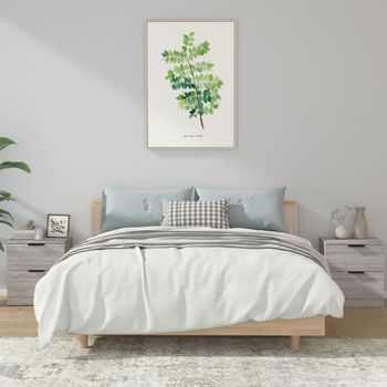 Pack 2 Uds Mesitas De Noche | Mesa Auxiliar | Mesilla Madera Contrachapada Gris Sonoma Cfw50097