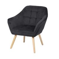 sillon de terciopelo negro con patas de madera r 74x70xh85 cm altura del asiento 43 cm r coleccion velurea