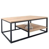 mesa de centro para salon rus con base inferior negro y roble safir 105x42x0 cm