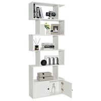costway estanteria en forma de s de 6 niveles con armario estantes decorativos para salon oficina 70 x 23 x 183 cm blanco