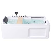 banera de hidromasaje con reposacabezas de masaje bandeja de bano de madera de roble acrilico 180 x 86 cm blanco camalu