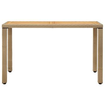Mesa De Jardín | Mesa De Exterior Ratán Sintético Madera Acacia Beige 123x60x74cm