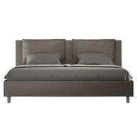 cama para adultos moderna con cojines acolchados de piel sintetica anja-color marron-ropa de cama 200x200 cm