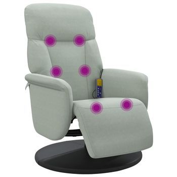 Sillón Reclinable Masaje | Sillón De Salón | Silla Con Reposapiés Terciopelo Gris Claro