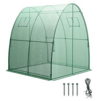 Costway Invernadero Portátil para Exteriores con 2 Puertas de Cremallera 2 Ventanas de Enrollable y Bolsas Laterales 181 x 181 x 200 cm