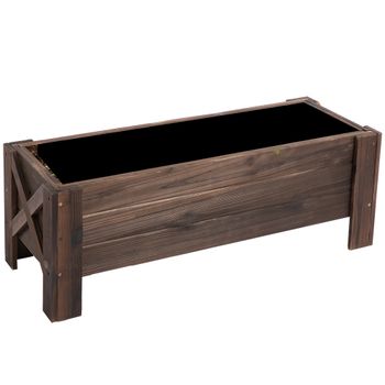Outsunny Huerto Urbano Jardinera Macetero de Madera Rectangular con Patas para Flores Plantas 100x36,5x36 cm Marrón   Aosom España