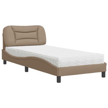 Cama Con Colchón Hvar Cuero Sintético Capuchino 80x200 Cm Vidaxl