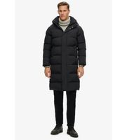 superdry para hombre m5011977a chaqueta acolchada larga con capucha negro s casual sostenible nylon reciclado