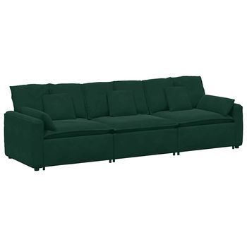 Sofá Modular Con Cojines Verde Oscuro Vidaxl