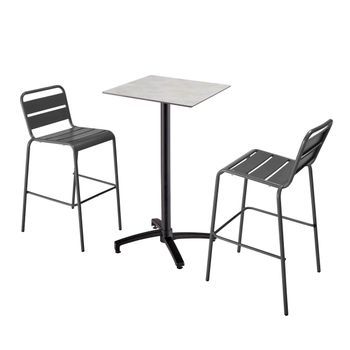 Mesa Alta Inclinable De Hormigón Gris Y 2 Sillas Altas Gris, Opéra - Oviala