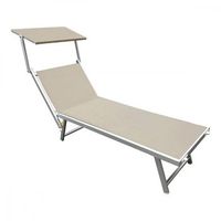 tumbona de aluminio con sombrilla luxurious beach 180x60x40 cm tortora