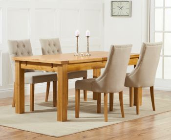 Normandy 180cm Solid Oak Extending Dining Table with Pacific Fabric Chairs