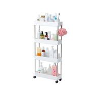 carrito de almacenamiento estrecho con ruedas - unidad movil slim de 4 niveles para cocina bano y lavanderia