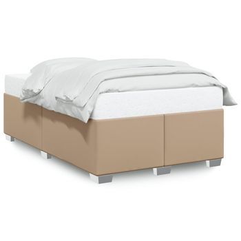 Cama De Matrimonio | Cama De Adulto | Estructura Cama Sin Colchón Cuero Sintético Capuchino 120x190cm