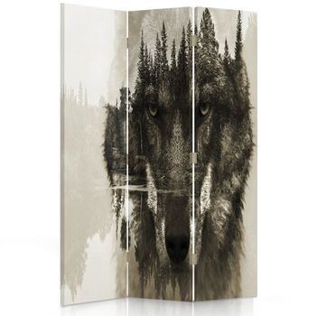 Biombo Wolf Forest - Separador De Ambientes Cm. 110x150 (3 Paneles)