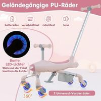 coche de empuje 2 en 1 para ninos coche de empuje con diseno de avion y ruedas iluminadas por led portatil hasta 50 kg rosa