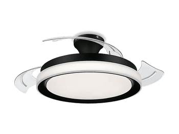 Ventilador de techo con luz - Philips Bliss (2026), 28W, 6 Velocidades, Aspas retráctiles, 106cm, 4500 lúm regulables, Mando a distancia, Blanco/Negro
