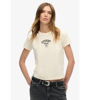 superdry para mujer w1011332a camiseta tattoo rhinestone blanco roto m casual algodon manga corta