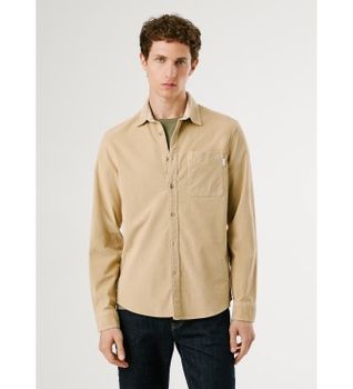 Pepe Jeans para hombre. PM3090844 Camisa Clayton beige (L), Casual, Algodón, Manga larga