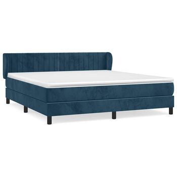 Cama Tapizada 203x163x88 Cm Terciopelo - Azul