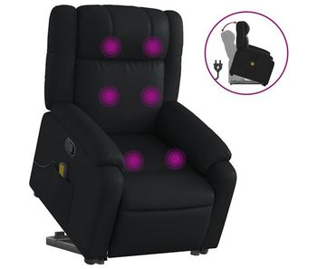 Vidaxl sillón reclinable de masaje de pie cuero artificial negro