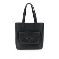 tote de material granulado y efecto ante en la esfera delantera asa black