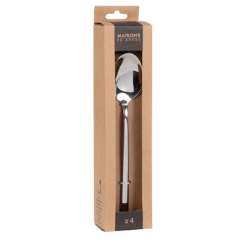 Set de 4 cucharas de acero inoxidable plateado