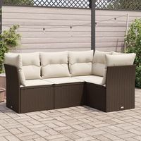 conjunto de sofas de jardin 4 uds  mueble jardin mesa y sillas y cojines ratan sintetico marron cfw548938