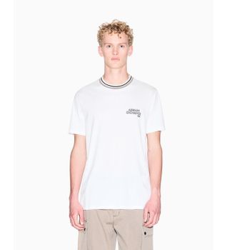 A|X Armani Exchange para hombre. XM001795AF10361U0009 Camiseta Contraste blanco (L), Casual, Algodón, Manga corta