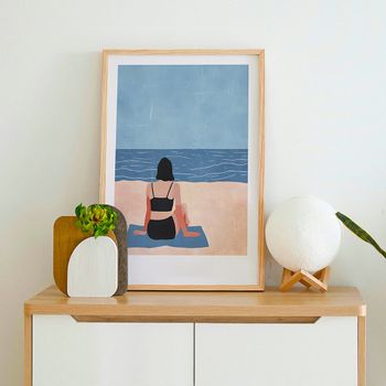 Cuadro vacaciones, marco premium chapado en roble, 50x70 cm