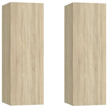 Muebles De Tv 2 Uds Madera Contrachapada Roble 30,5x30x90 Cm Vidaxl
