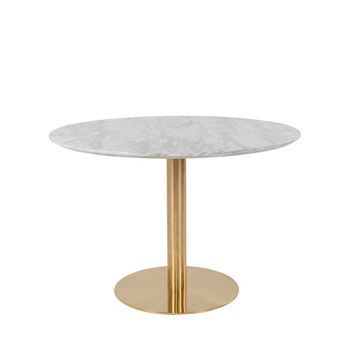 Mesa de comedor redonda para 4 personas efecto mármol - blanco