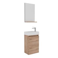 conjunto de mueble con lavabo y espejo 2 piezas  - 45 x 26 x 75 cm - roble