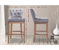 taburete lakewood en tela  madera clara gris claro 57x55x109 cm