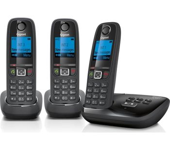 GIGASET AL415A Cordless Phone with Answering Machine - Triple Handsets, Black