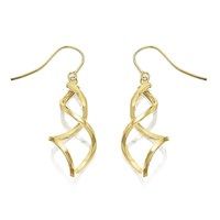 9ct Gold Spiral Hook Wire Earrings - 50mm drop - G1418