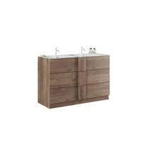 mueble de bano con dos lavabos y 3 cajones coleccion frassi color roble claro