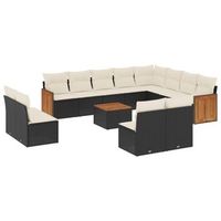 set de sofas de jardin y cojines 13 piezas ratan sintetico negro