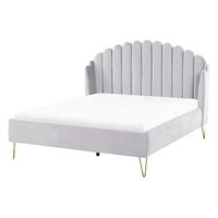 cama con somier de terciopelo gris claro dorado 140 x 200 cm cabecero ambillou