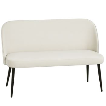 HOMCOM Sofá de 2 plazas, sofá tapizado moderno con estructura de metal y madera, tapizado de aspecto aterciopelado, Beige   Aosom España