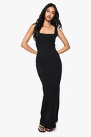 vestido maxi de algodon con escote en u negro