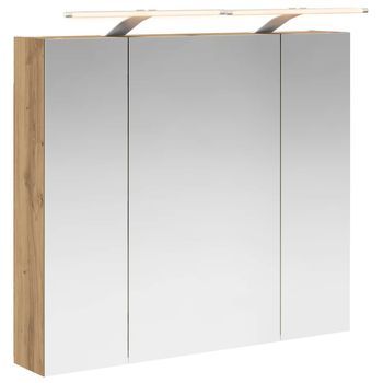 Armario Con Espejo De Baño | Mueble De Baño Roble Artesanal 80 X 14.5 X 70 Cm