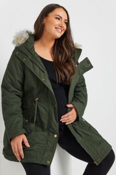 Bump It Up Maternity Abrigo Parka Caqui Con Capucha
