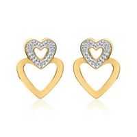 pendientes corazon de oro 14 quilates con diamantes